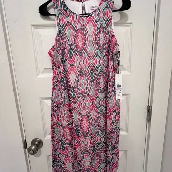 Calvin Klein Pink and Black Patterned Dress - Picture 1 of 4